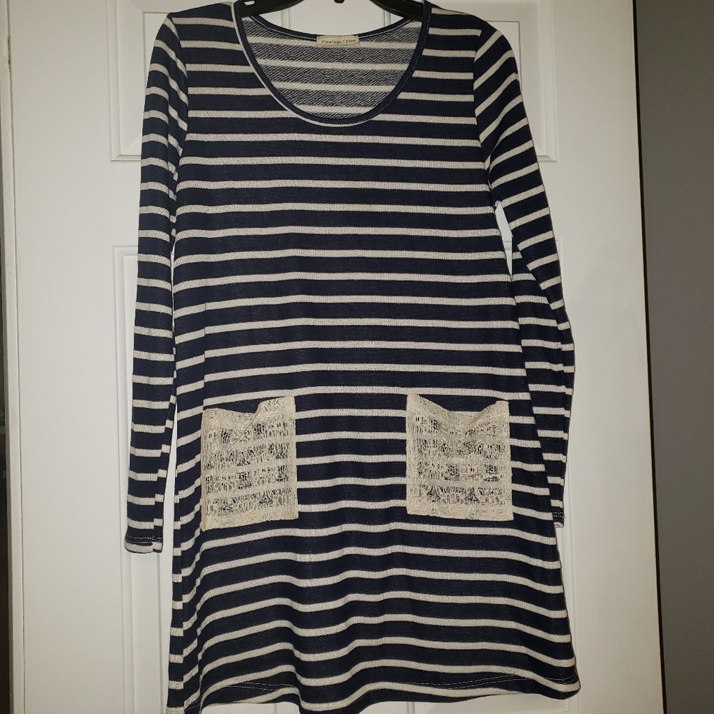 Boutique Navy striped dress Never worn